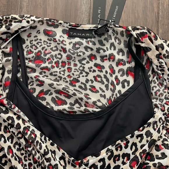 Tahari My Perfect Shape Animal Print Bodysuit S NWT - Picture 7 of 9